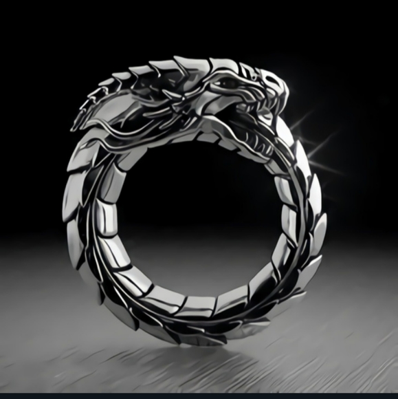 Other - 2XHP!! NWT Stainless Steel Silver Dragon Ring 7!